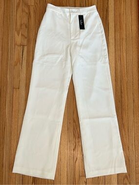 Lulu's Wide Leg High Waisted White Trousers- NWT